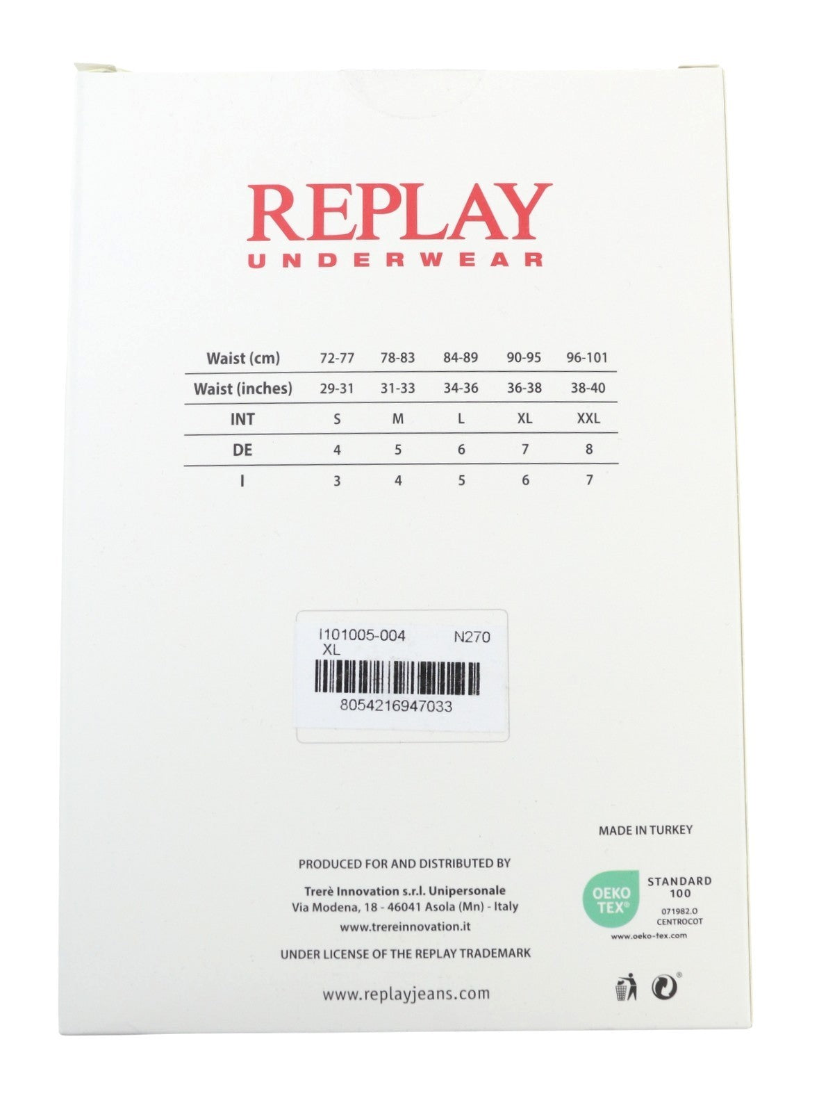 REPLAY Men Underwear XL Black Waist Logo Cotton Stretch Trunks 2 Pack