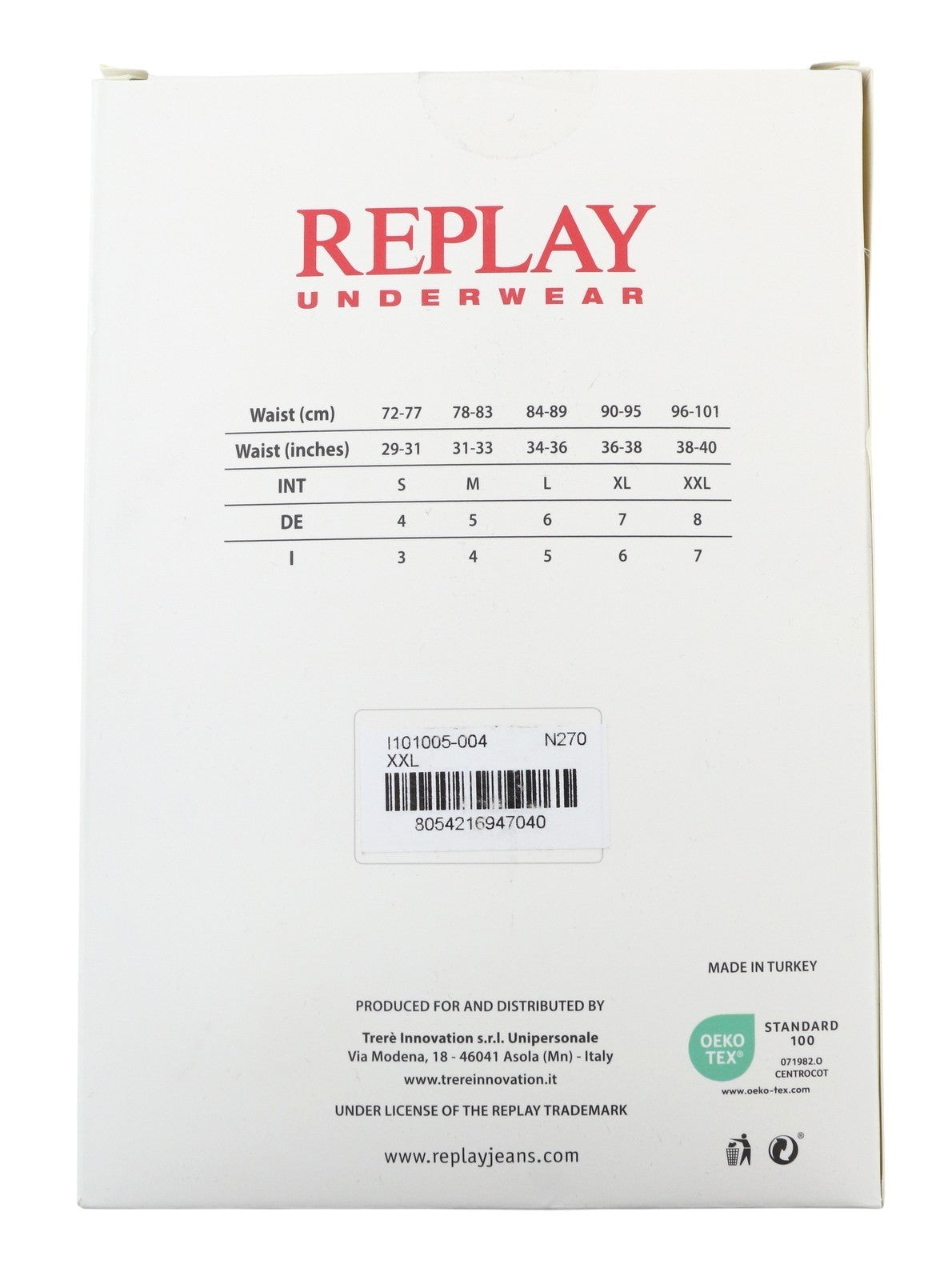 REPLAY Men Underwear 2XL Black Waist Logo Cotton Stretch Trunks 2 Pack
