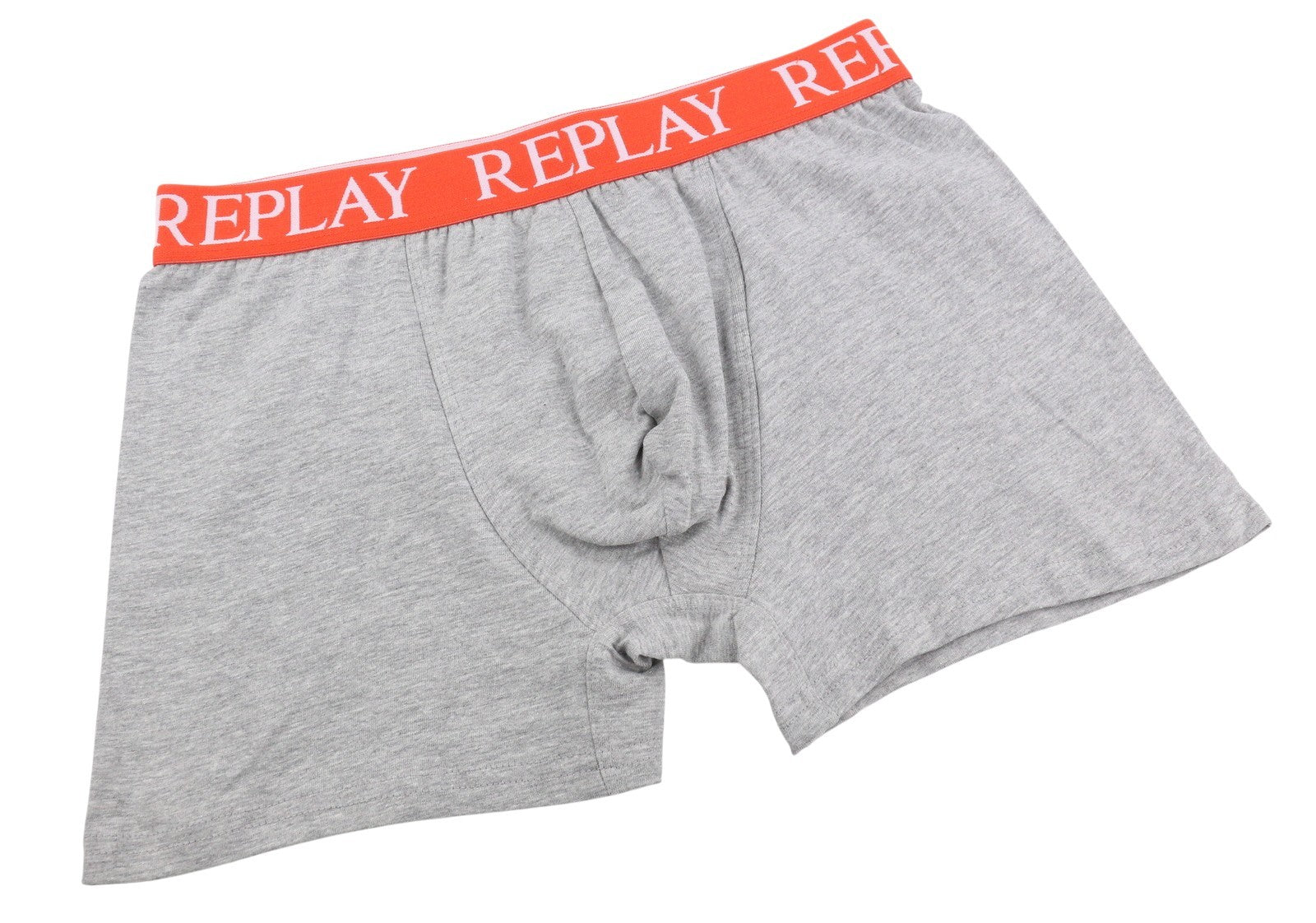 REPLAY Men Underwear M Grey Waist Logo Cotton Stretch Trunks 2 Pack