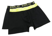 REPLAY Men Underwear M Black Elastic Waist Cotton Stretchy Trunks 2 Pack