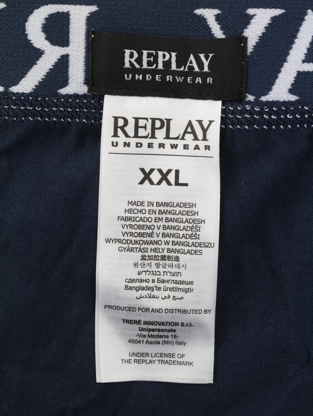 REPLAY Men Underwear 2XL Blue Elastic Waist Cotton Stretchy Trunks 2 Pack