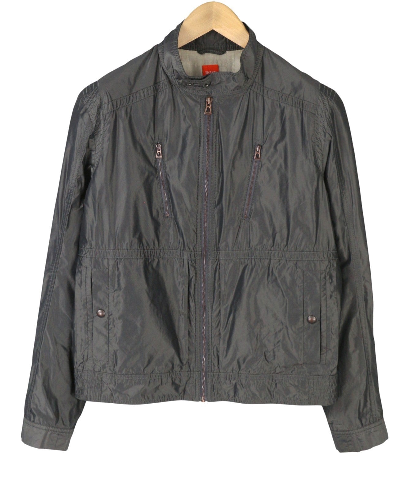 HUGO BOSS Orick Men Jacket EU50 L Grey High Neck Full Zip Lightweight