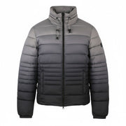ARMANI JEANS Women Jacket EU44 Grey Faded Quilted Padded High Neck Full Zip