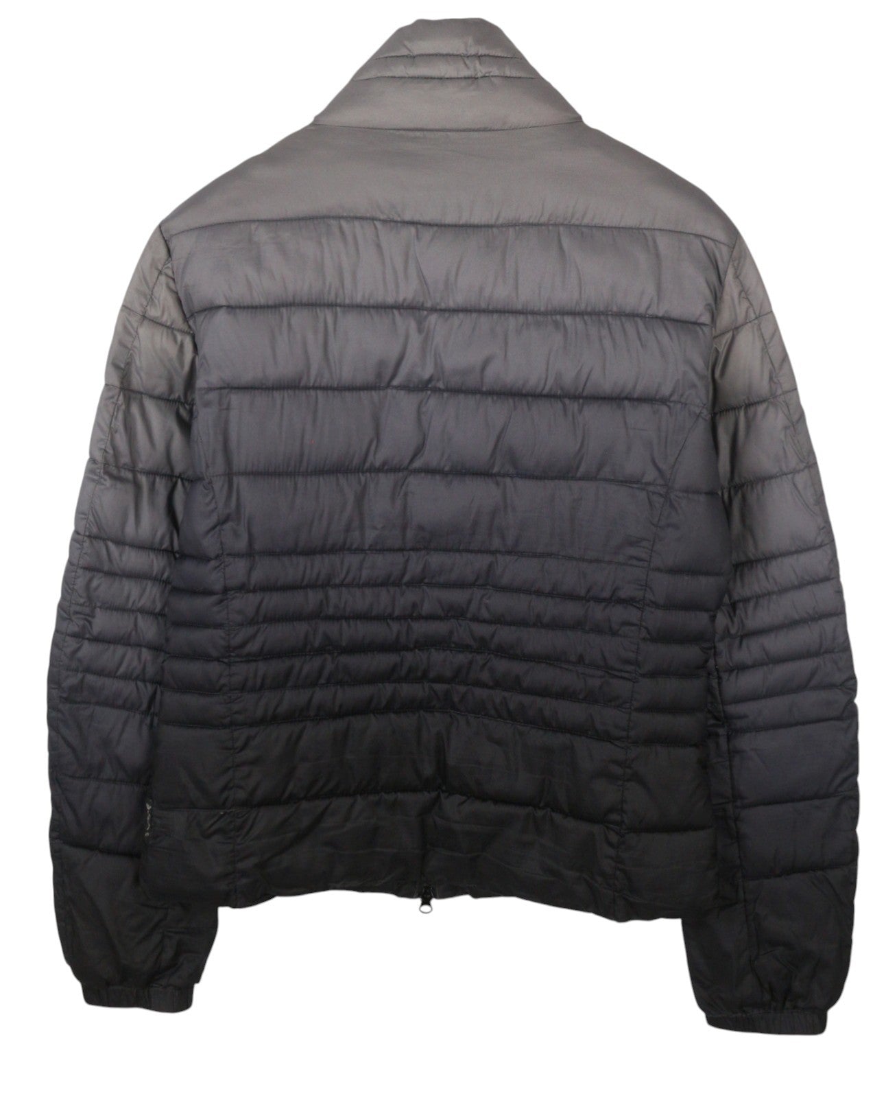 ARMANI JEANS Women Jacket EU44 Grey Faded Quilted Padded High Neck Full Zip