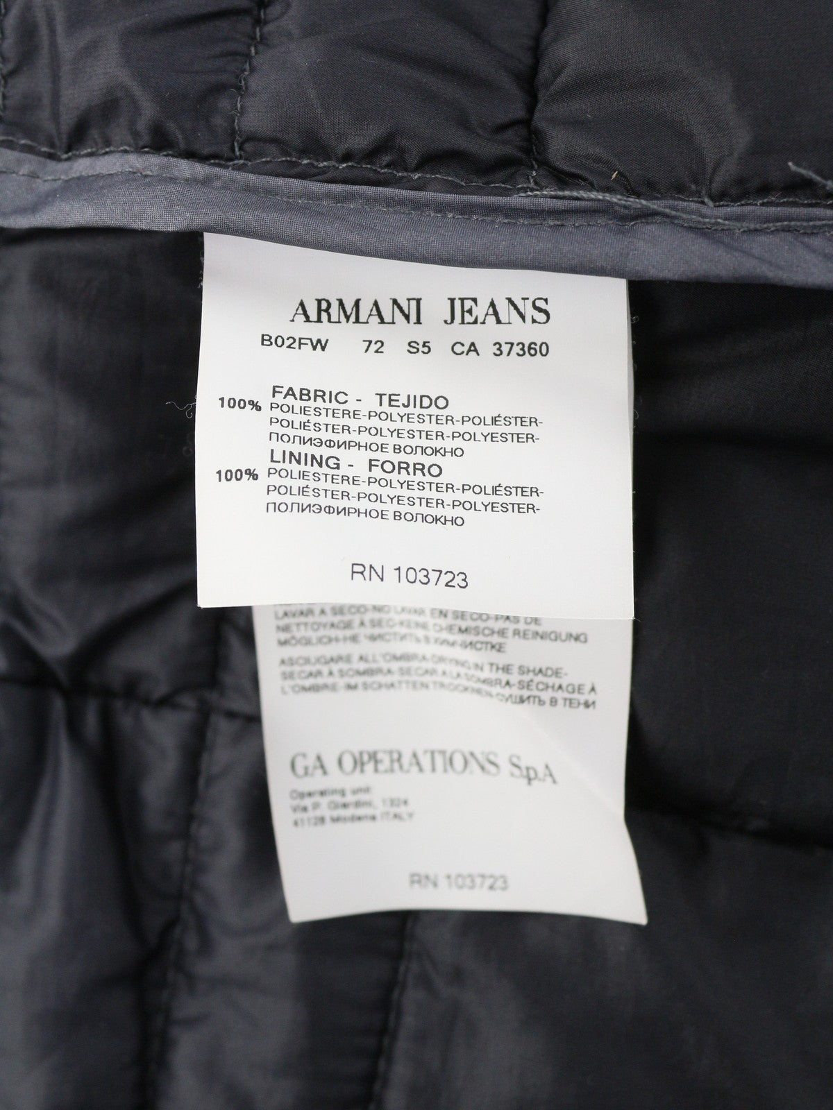 ARMANI JEANS Women Jacket EU44 Grey Faded Quilted Padded High Neck Full Zip