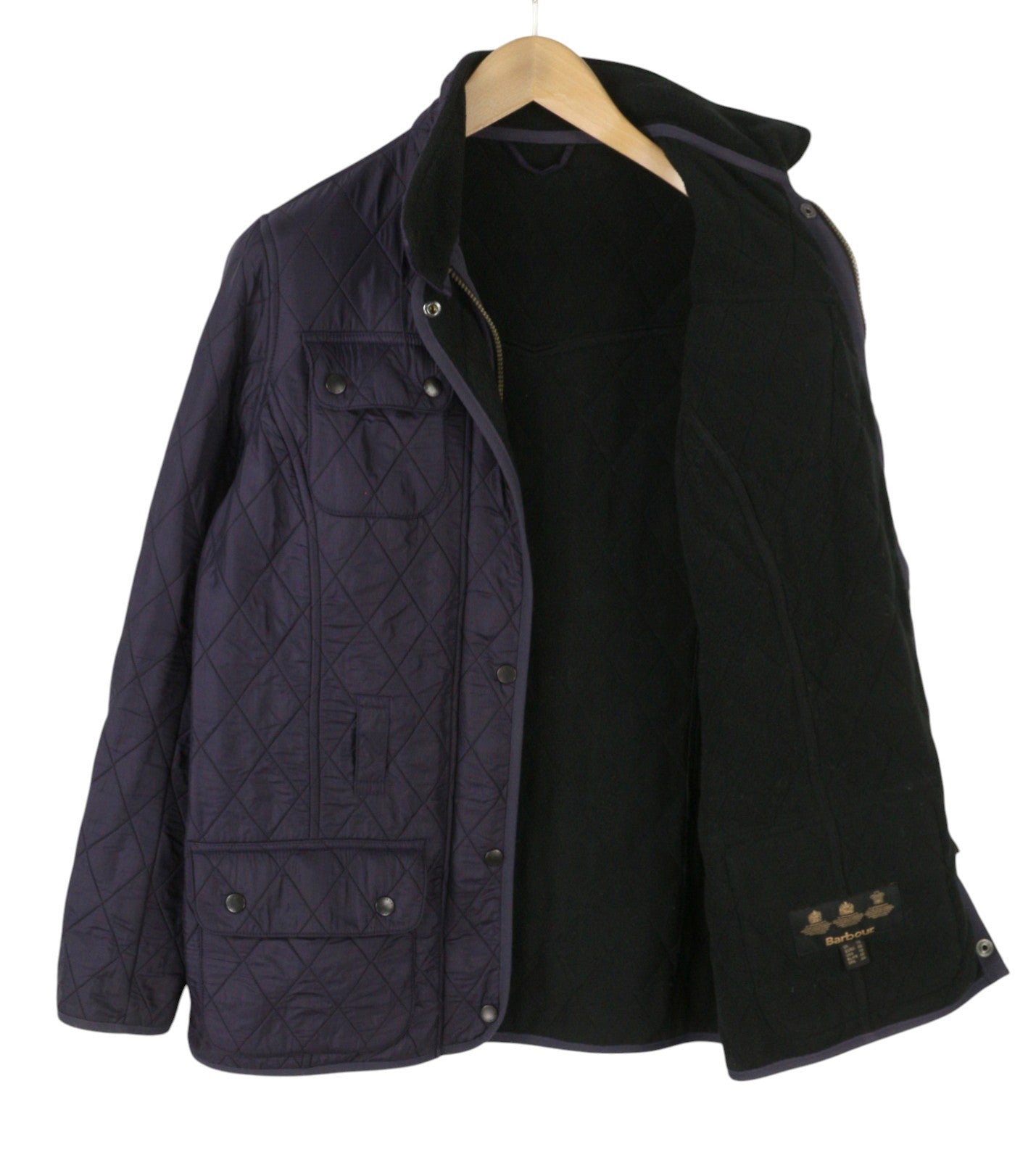 BARBOUR International Quilt Women Jacket EU40 Purple Fleece Lined Lightweight