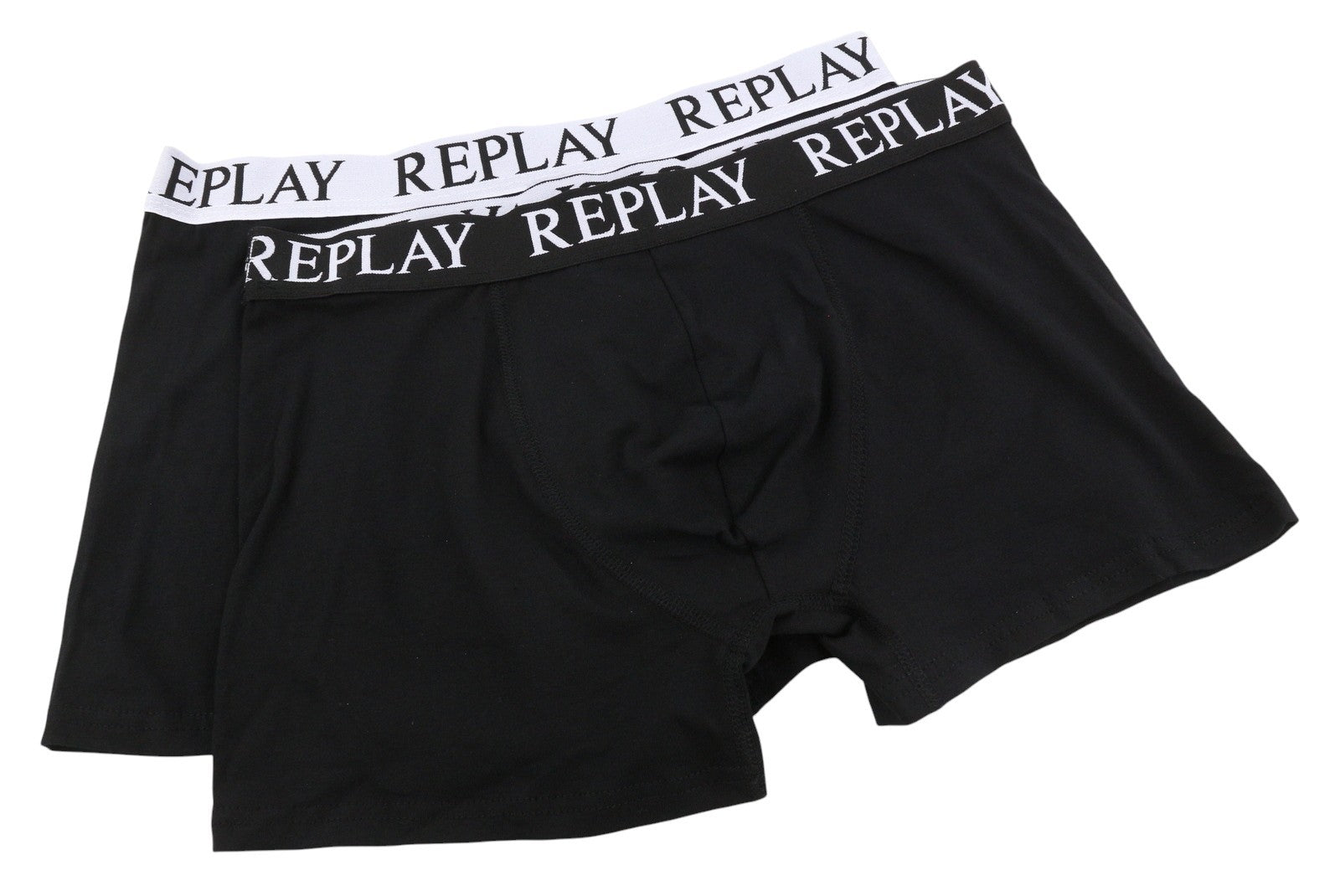 REPLAY Men Underwear S Black Elastic Waist Cotton Stretchy Trunks 2 Pack