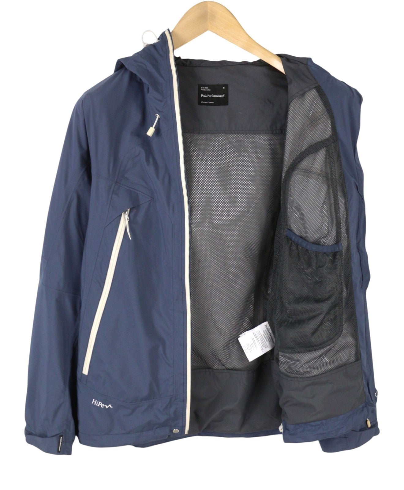 PEAK PERFORMANCE W Protect J Women Jacket S Blue HiPe Hooded Lightweight