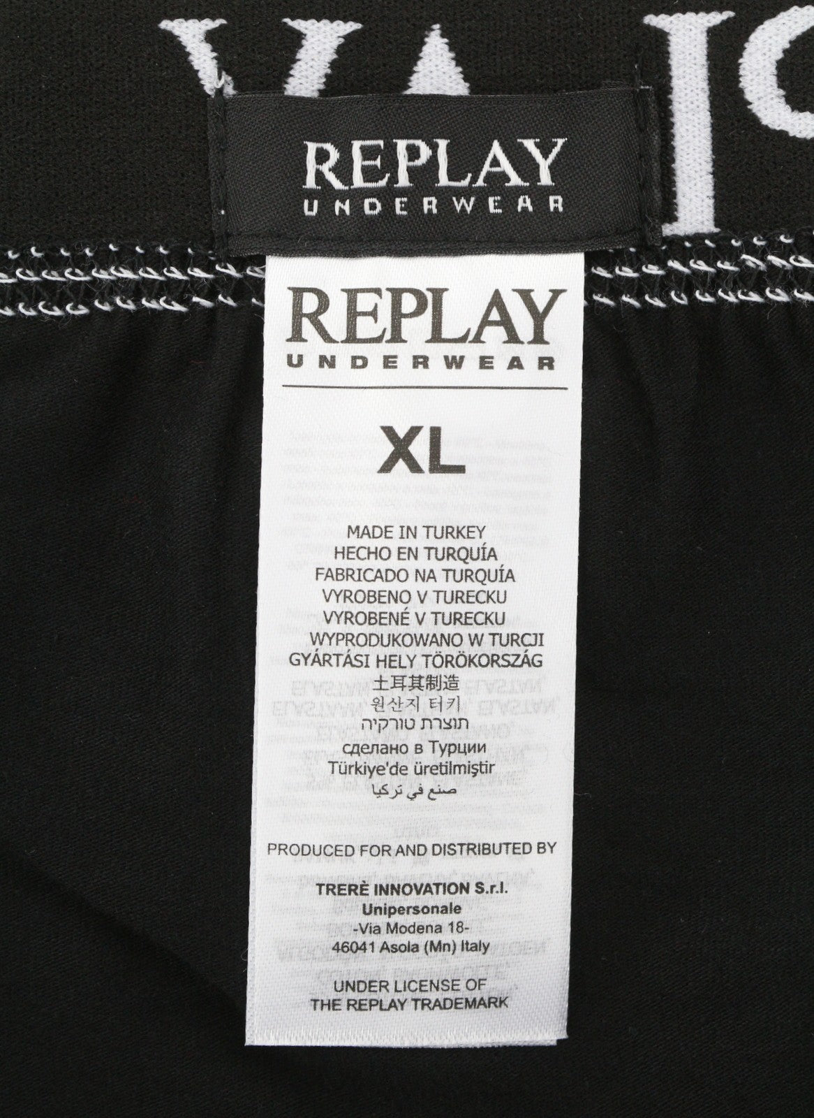 REPLAY Men Underwear XL Black Elastic Waist Cotton Stretchy Trunks 2 Pack