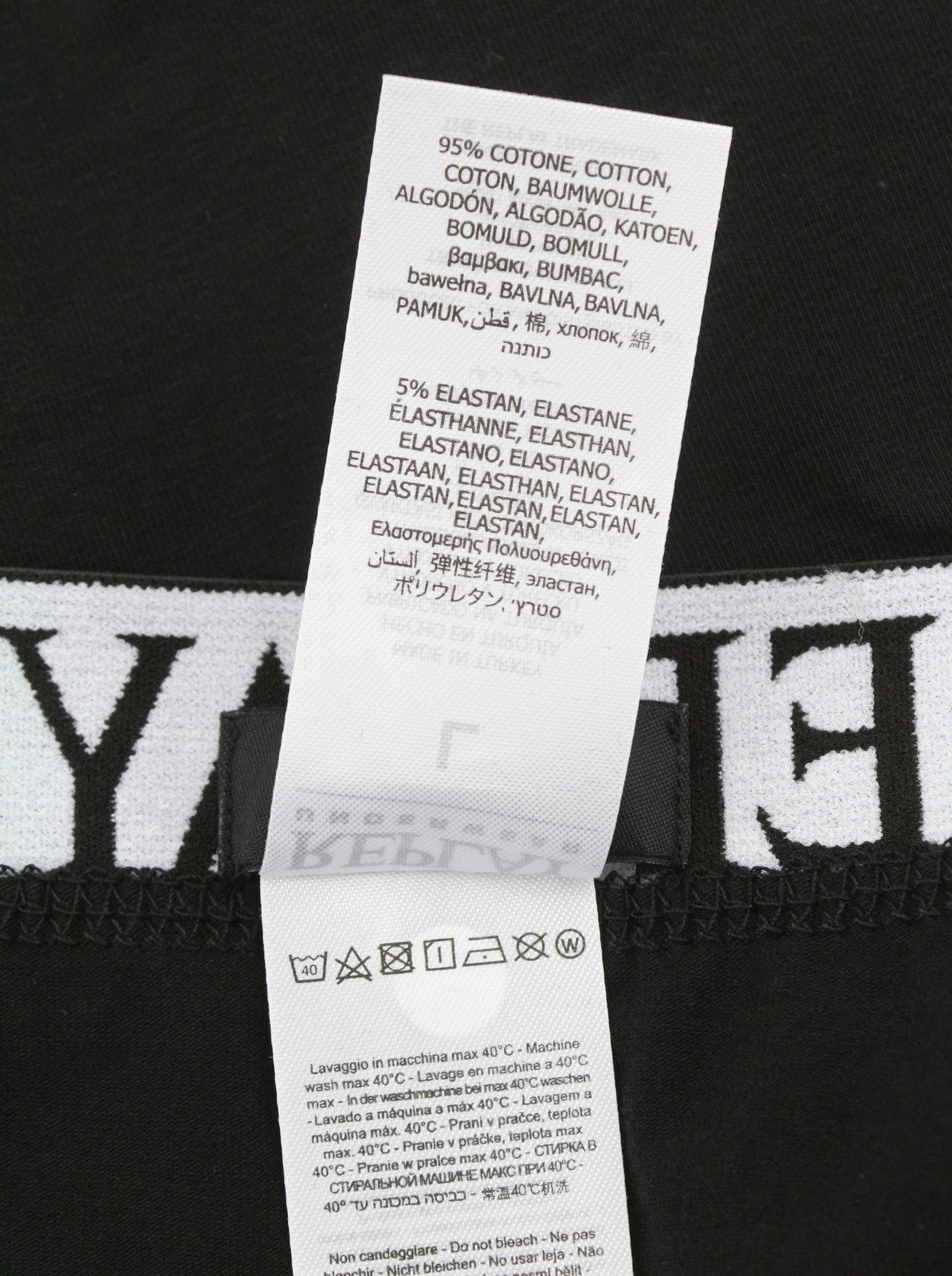 REPLAY Men Underwear L Black Elastic Waist Cotton Stretch Trunks 2 Pack