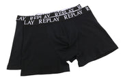 REPLAY Men Underwear S Black Elastic Waist Cotton Stretch Trunks 2 Pack