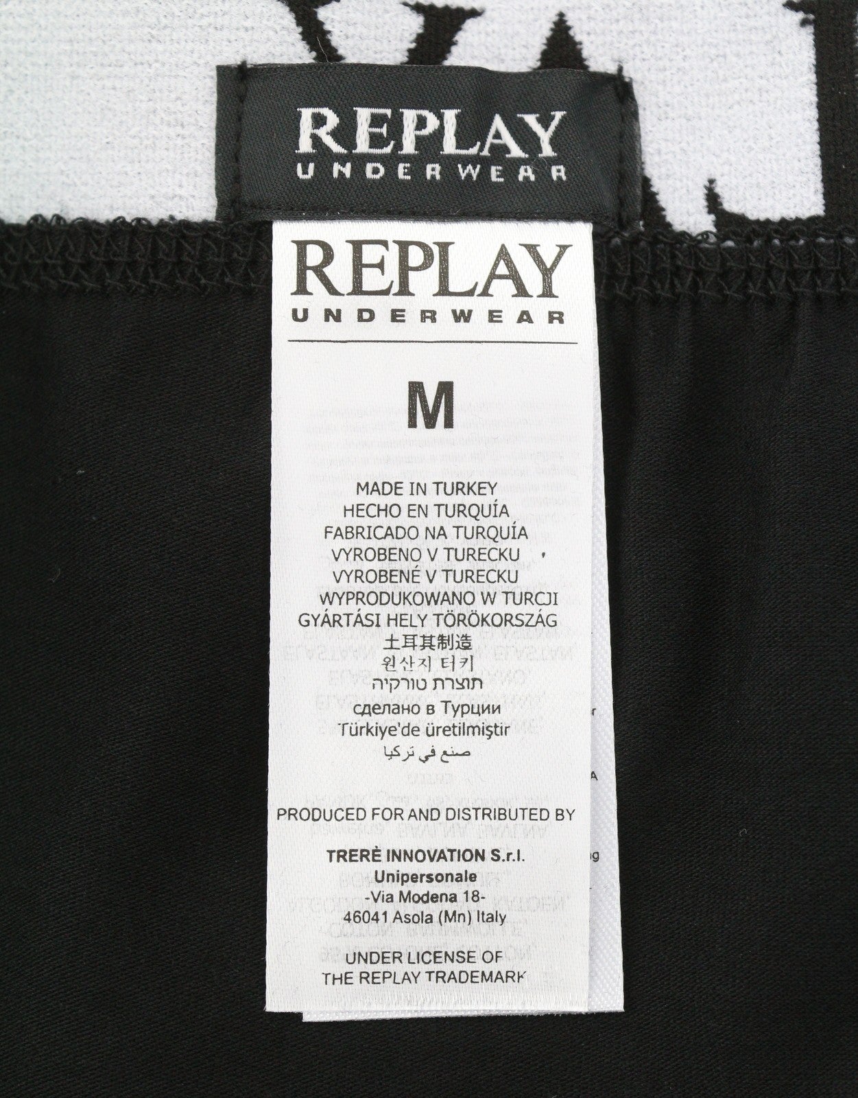 REPLAY Men Underwear M Black Elastic Waist Cotton Stretch Trunks 2 Pack