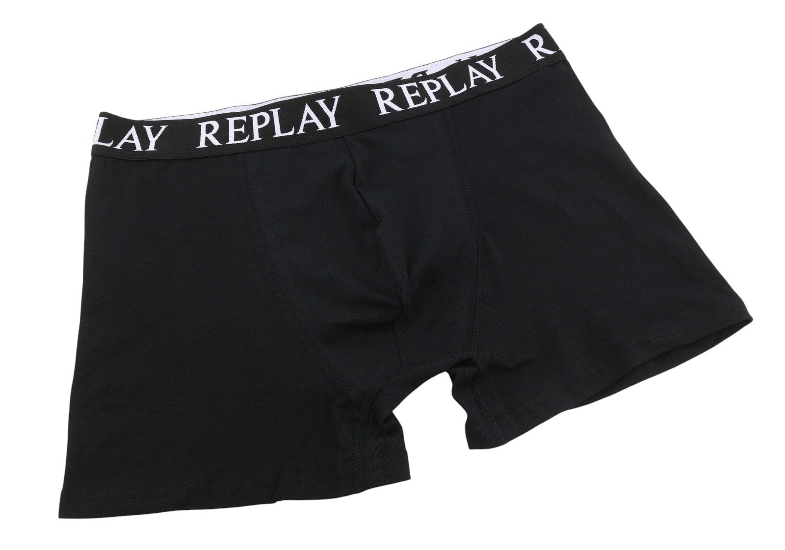 REPLAY Men Underwear XL Black Elastic Waist Cotton Stretch Trunks 2 Pack