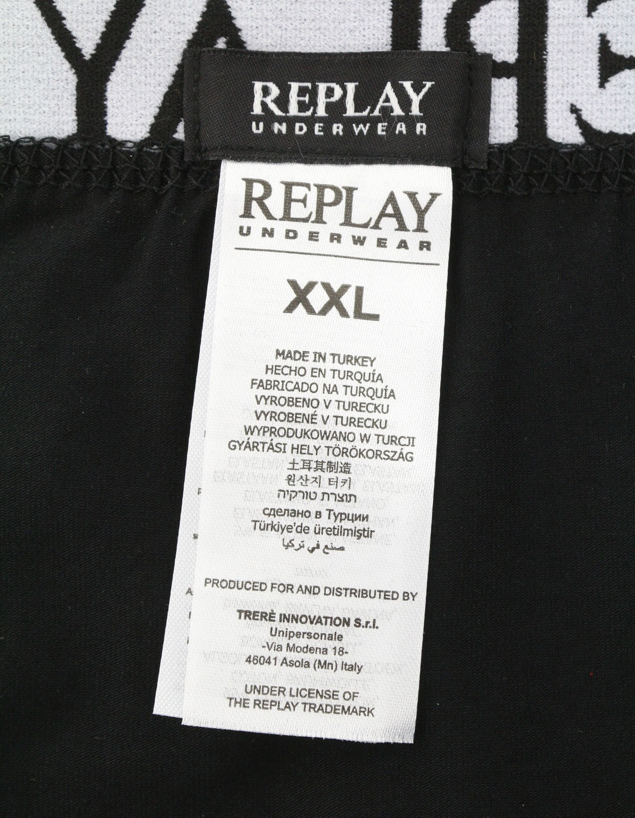 REPLAY Men Underwear 2XL Black Elastic Waist Cotton Stretch Trunks 2 Pack