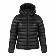 DUVETICA Women Jacket 42 M Black Down Filled Quilted Hooded Full Zip Puffer