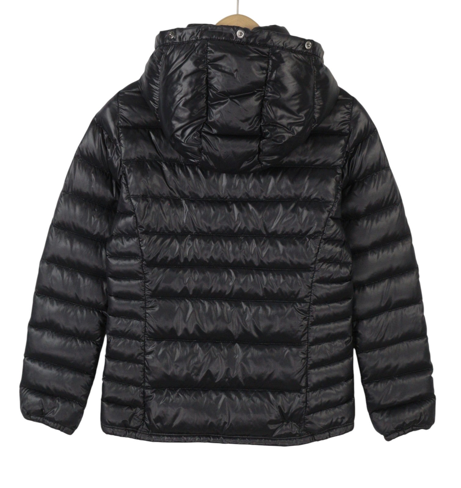 DUVETICA Women Jacket 42 M Black Down Filled Quilted Hooded Full Zip Puffer