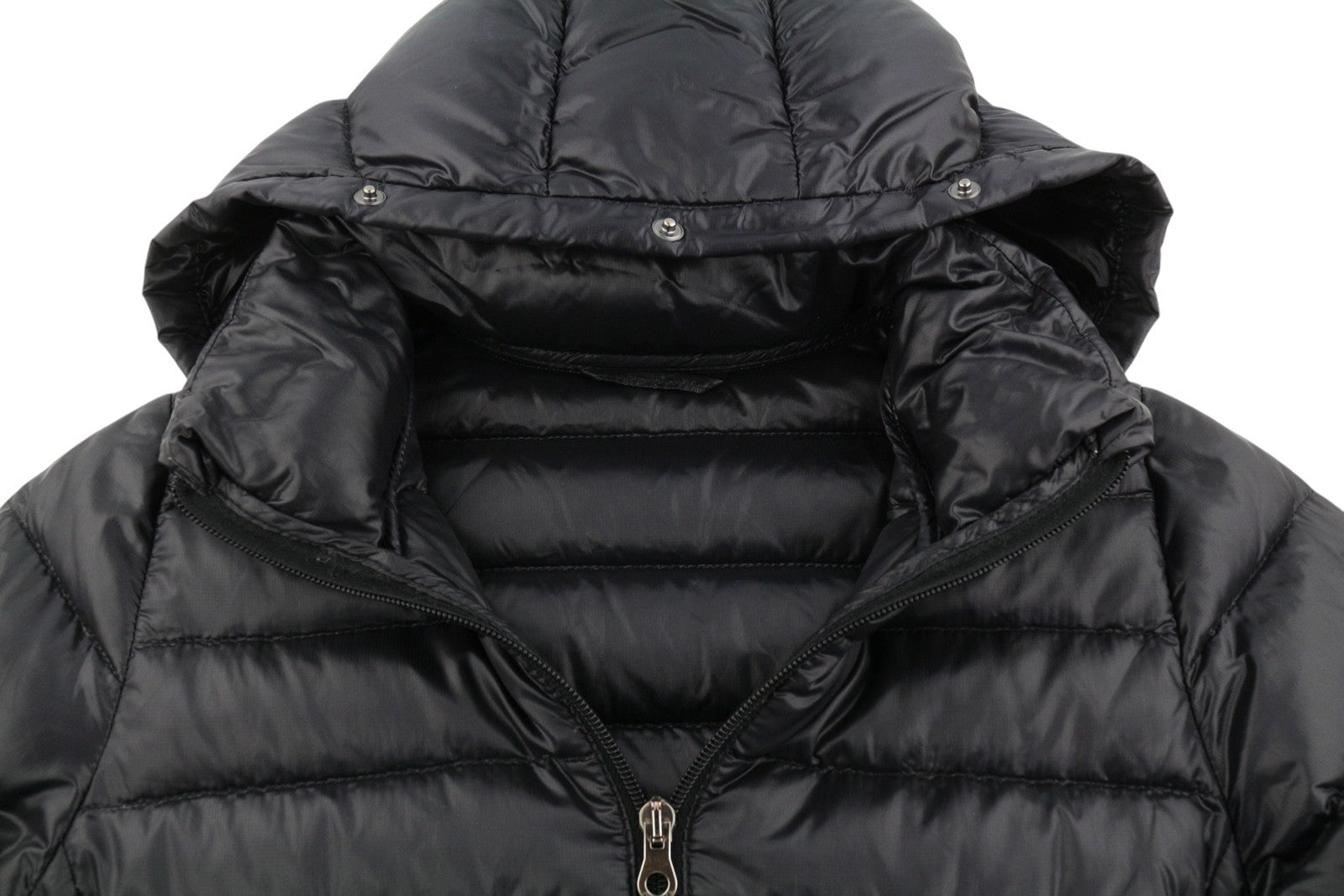 DUVETICA Women Jacket 42 M Black Down Filled Quilted Hooded Full Zip Puffer