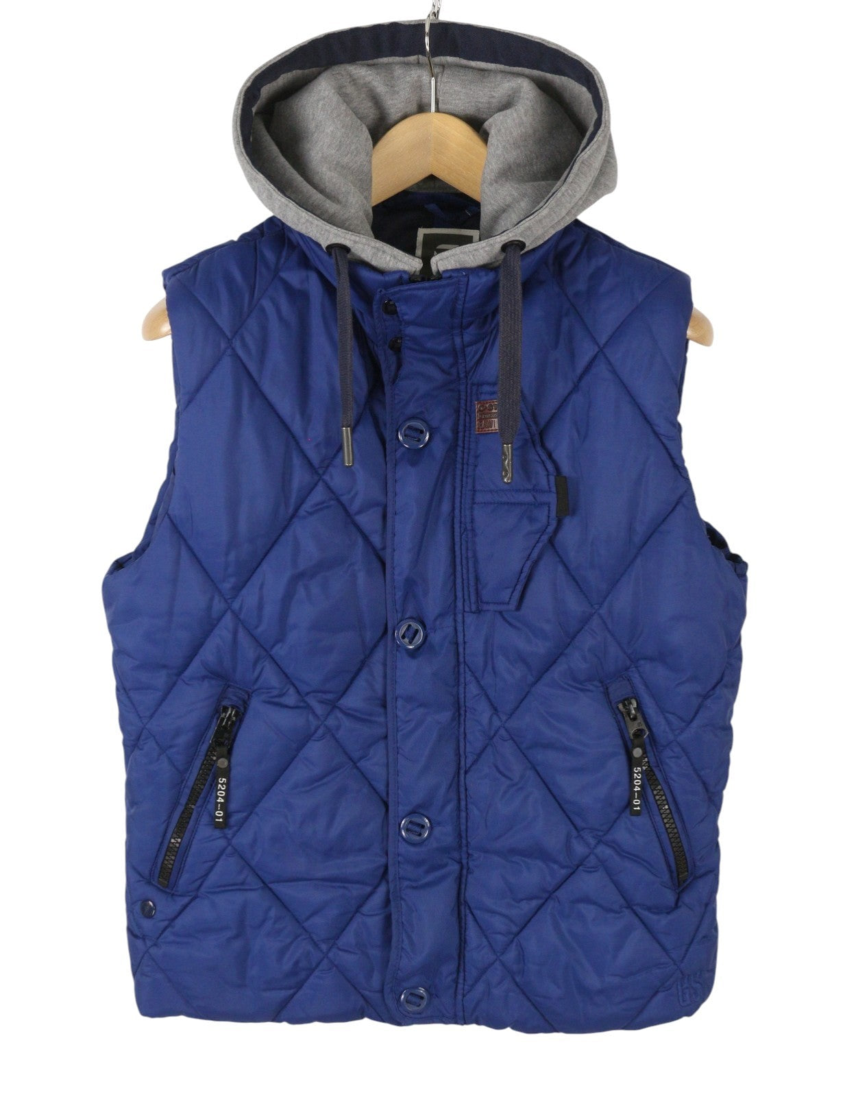 G-STAR Doonray Quilted Men Waistcoat M Blue Padded Quilted Hooded Full Zip