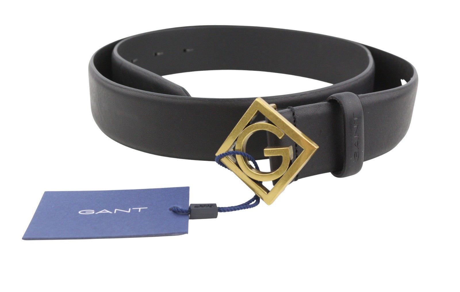 GANT Icon G Buckle Leather Women Belt 95 CM Black Snap Closure Casual Style
