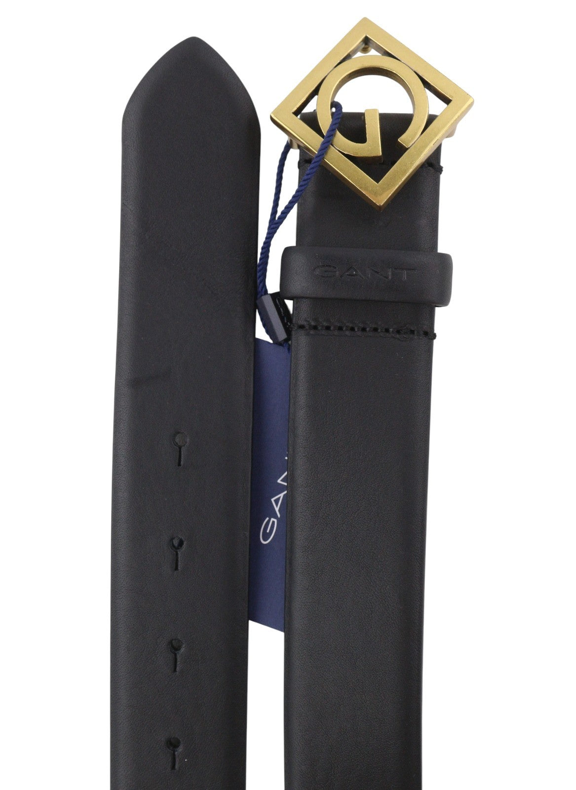 GANT Icon G Buckle Leather Women Belt 95 CM Black Snap Closure Casual Style