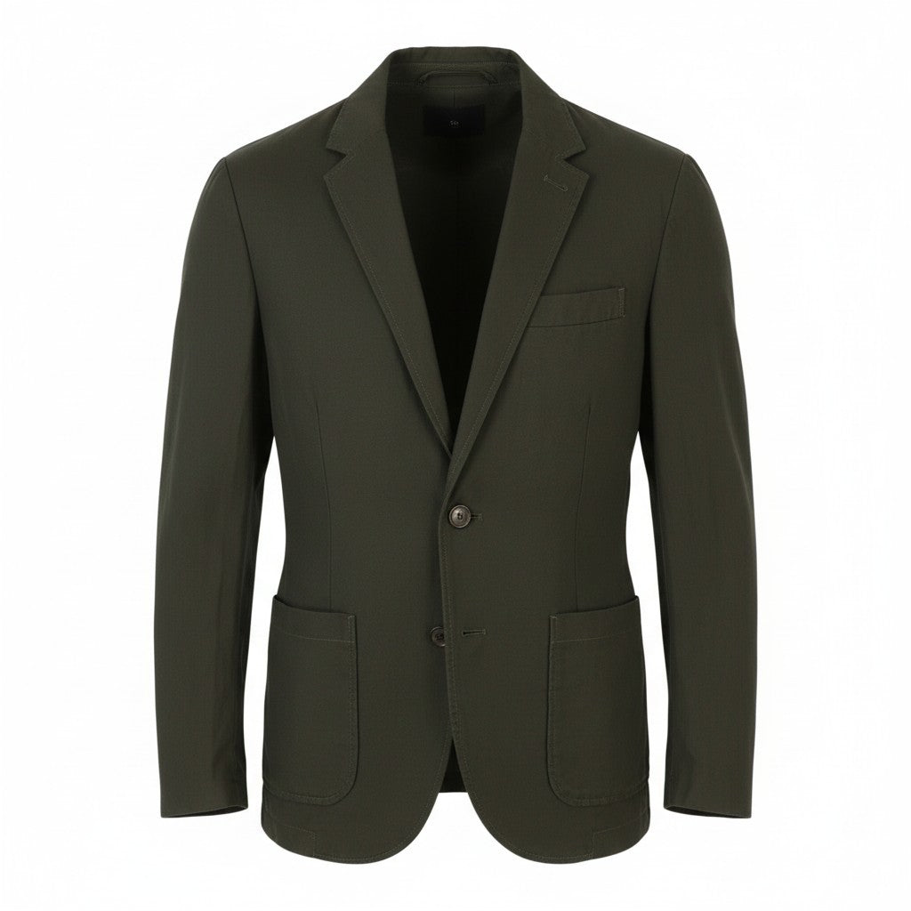 SCOTCH & SODA Men Blazer L Khaki Green Notch Lapel Unlined Single-Breasted
