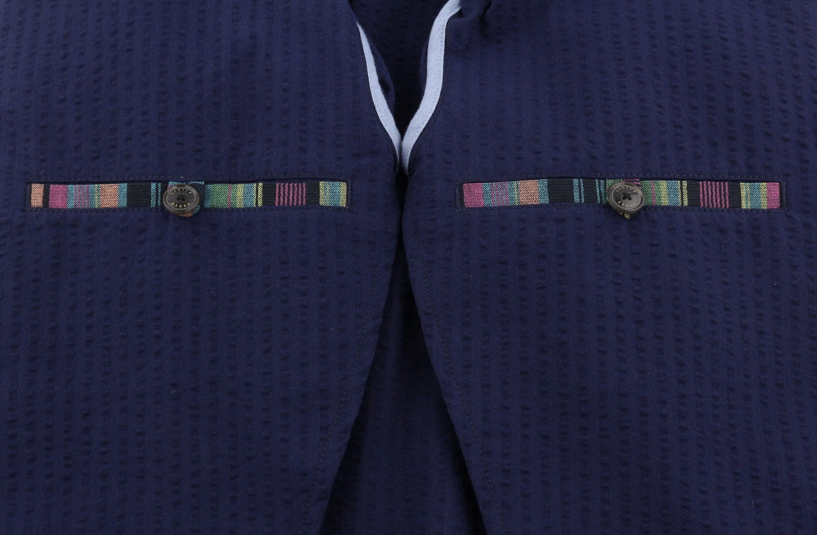 SCOTCH & SODA Men Blazer M Dark Blue Seersucker Notch Lapel Single Breasted