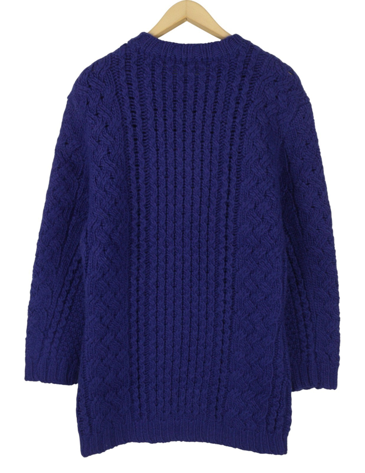 R13 Aran Sweater Women Dress S Blue Wool Cable Knit Long Sleeve Thick RRP855