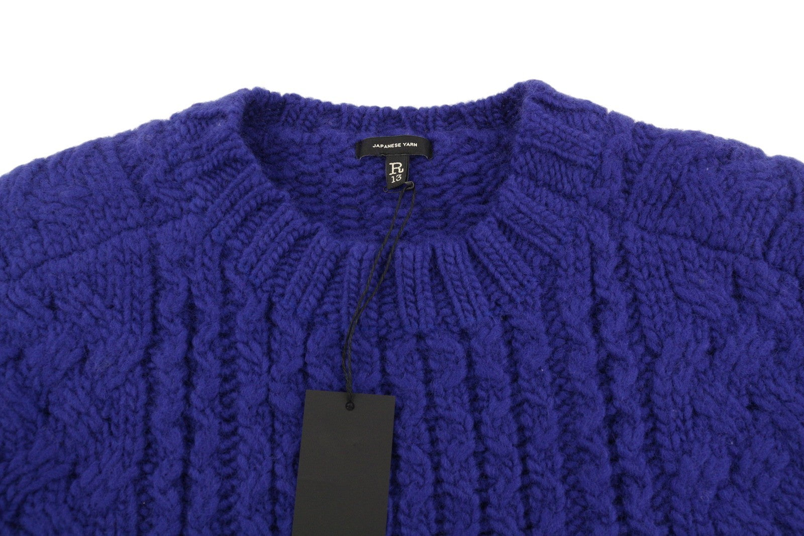 R13 Aran Sweater Women Dress S Blue Wool Cable Knit Long Sleeve Thick RRP855