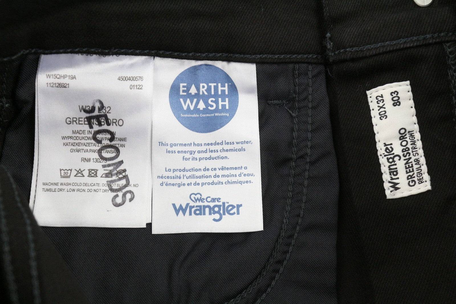 WRANGLER Greensboro Men Jeans W30/L32 Black Slim Stretch Zip Fly Denim
