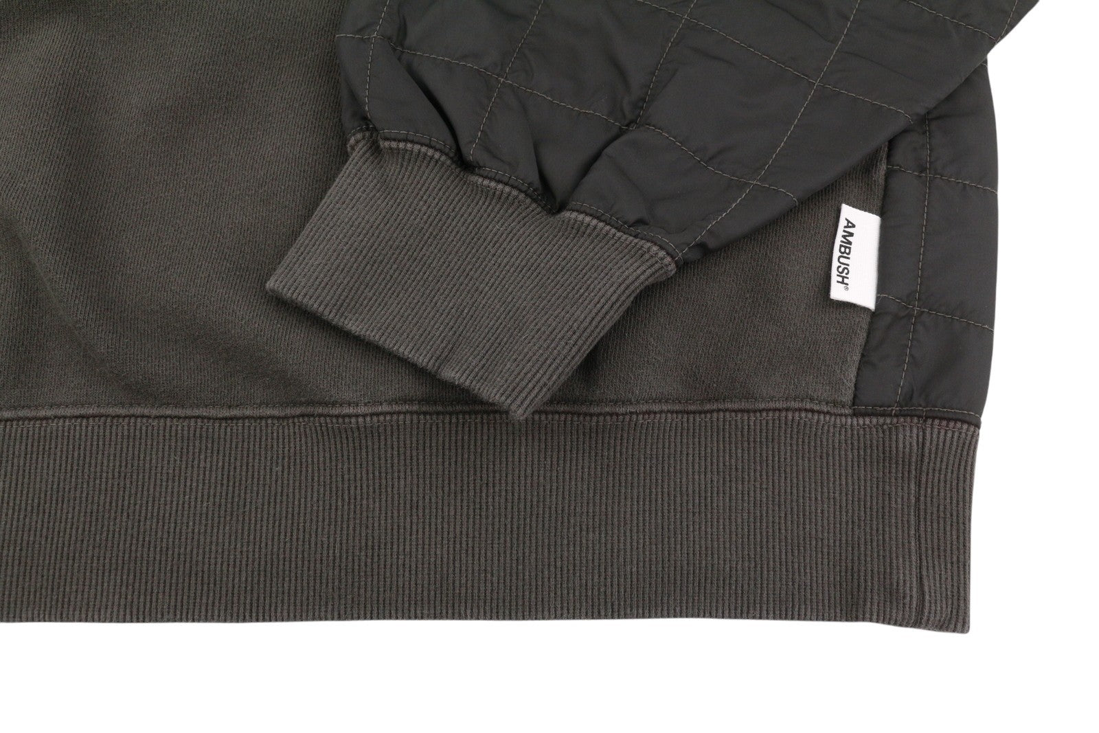 AMBUSH Mix Quilted Men Sweatshirt L Grey Crew Neck Long Sleeve Pull On RRP530