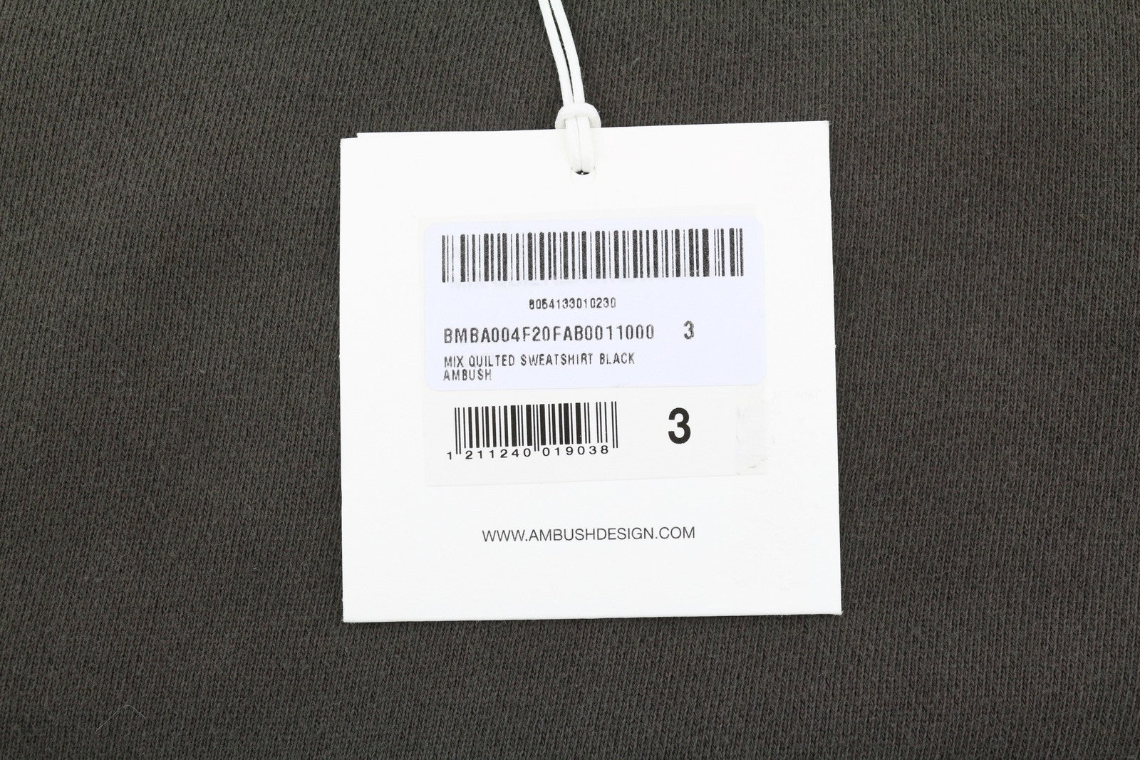 AMBUSH Mix Quilted Men Sweatshirt L Grey Crew Neck Long Sleeve Pull On RRP530