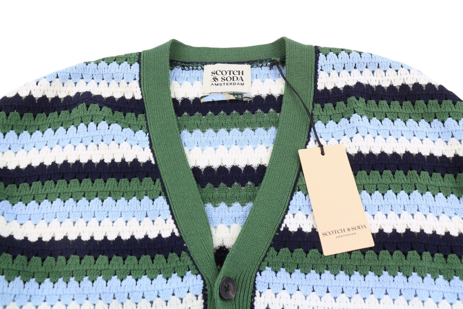 SCOTCH & SODA Men Jumper L Striped Open Knit Button-Up Cardigan
