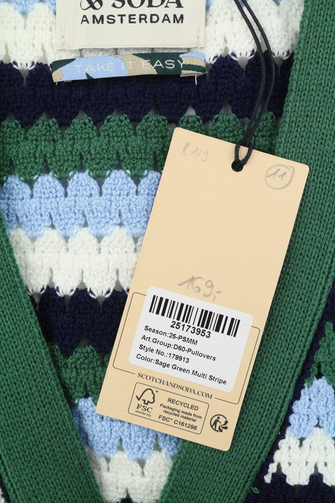 SCOTCH & SODA Men Jumper L Striped Open Knit Button-Up Cardigan