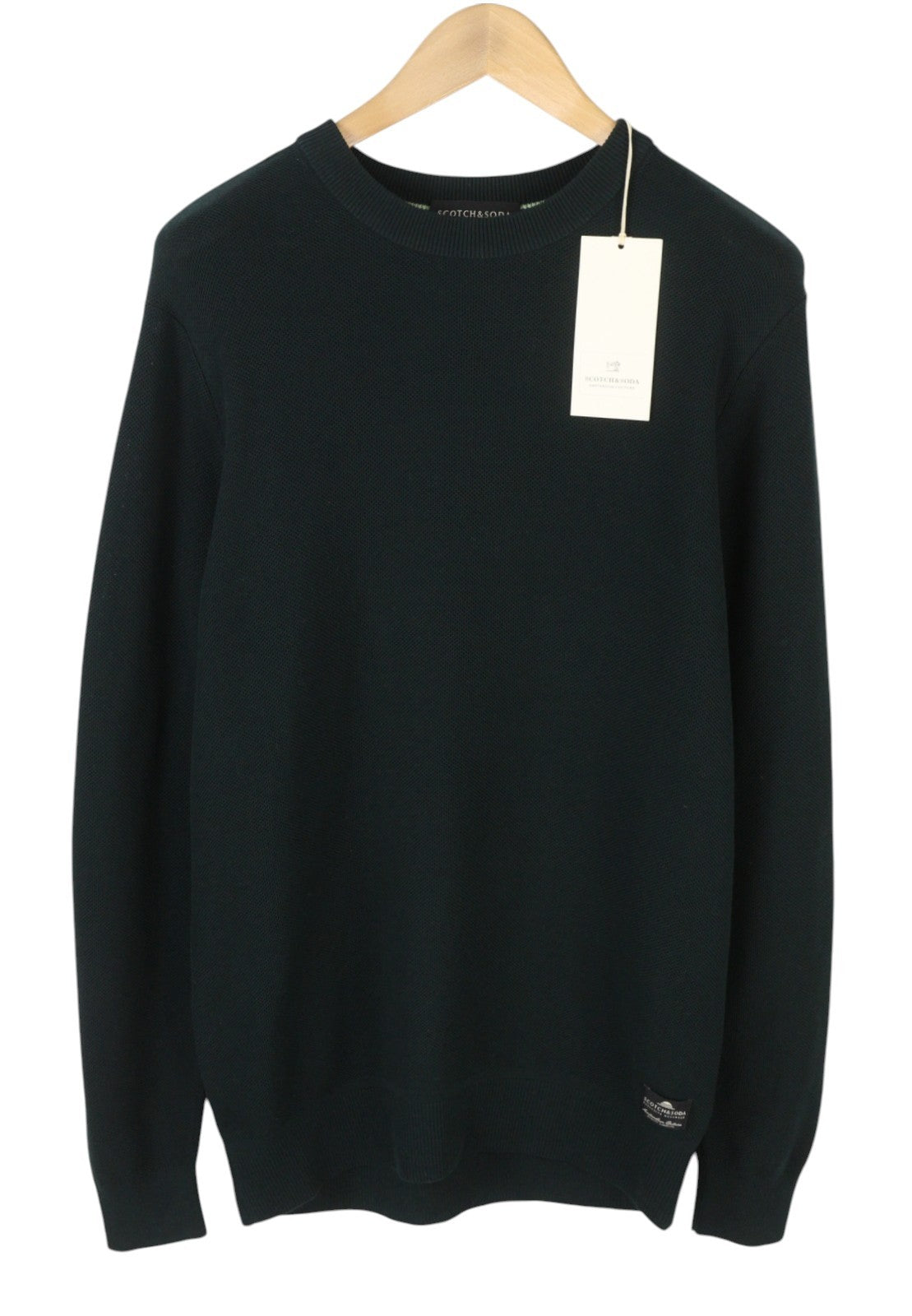 SCOTCH & SODA Men Jumper M Sea Green Waffle Knit Crew Neck Pull On