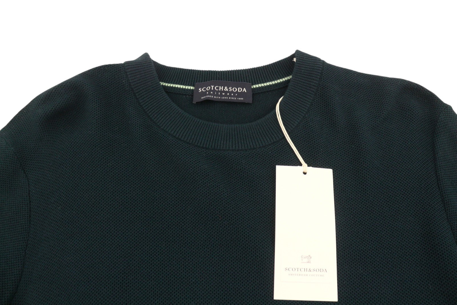SCOTCH & SODA Men Jumper M Sea Green Waffle Knit Crew Neck Pull On