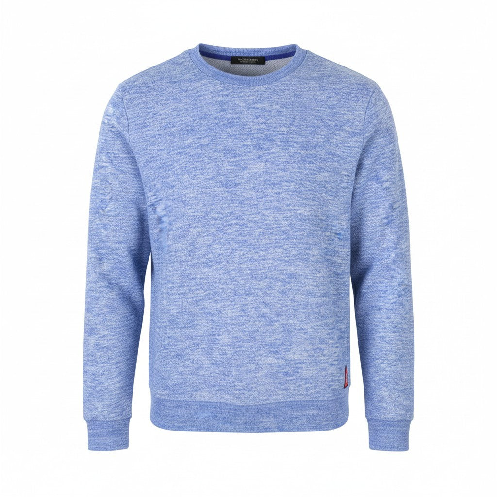 SCOTCH & SODA Men Sweatshirt M Blue Melange Crew Neck Long Sleeve Pull On