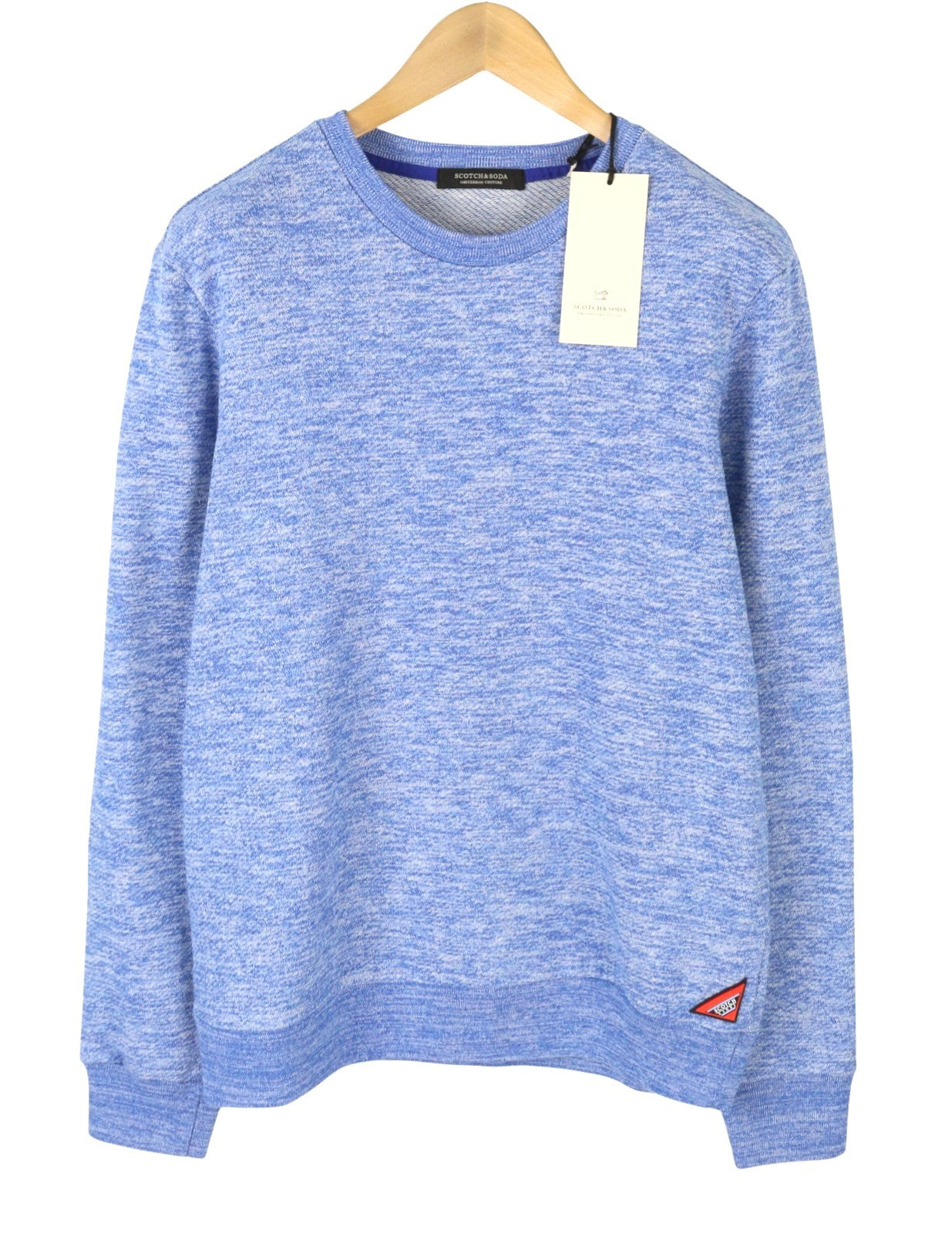 SCOTCH & SODA Men Sweatshirt M Blue Melange Crew Neck Long Sleeve Pull On