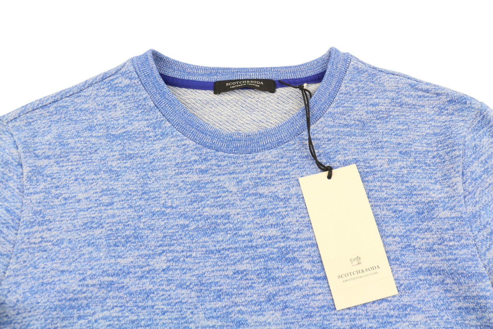 SCOTCH & SODA Men Sweatshirt M Blue Melange Crew Neck Long Sleeve Pull On
