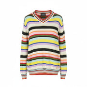SCOTCH & SODA Men Jumper M Colourful Striped Tight Knit V-Neck Pull On
