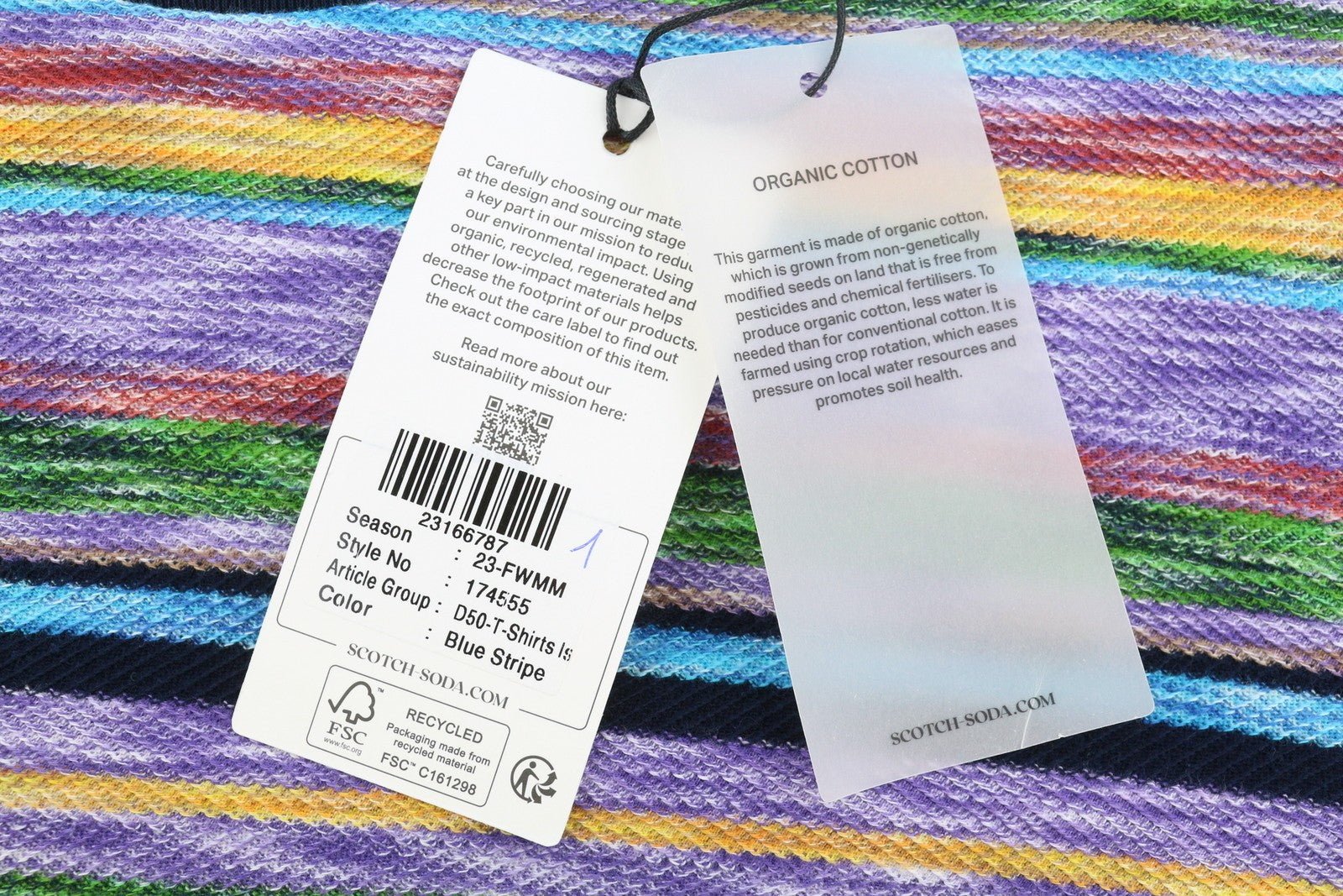 SCOTCH & SODA Men T-Shirt M Colourful Striped Thick Crew Neck Long Sleeve
