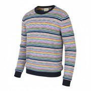 SCOTCH & SODA Men T-Shirt M Colourful Striped Thick Crew Neck Long Sleeved