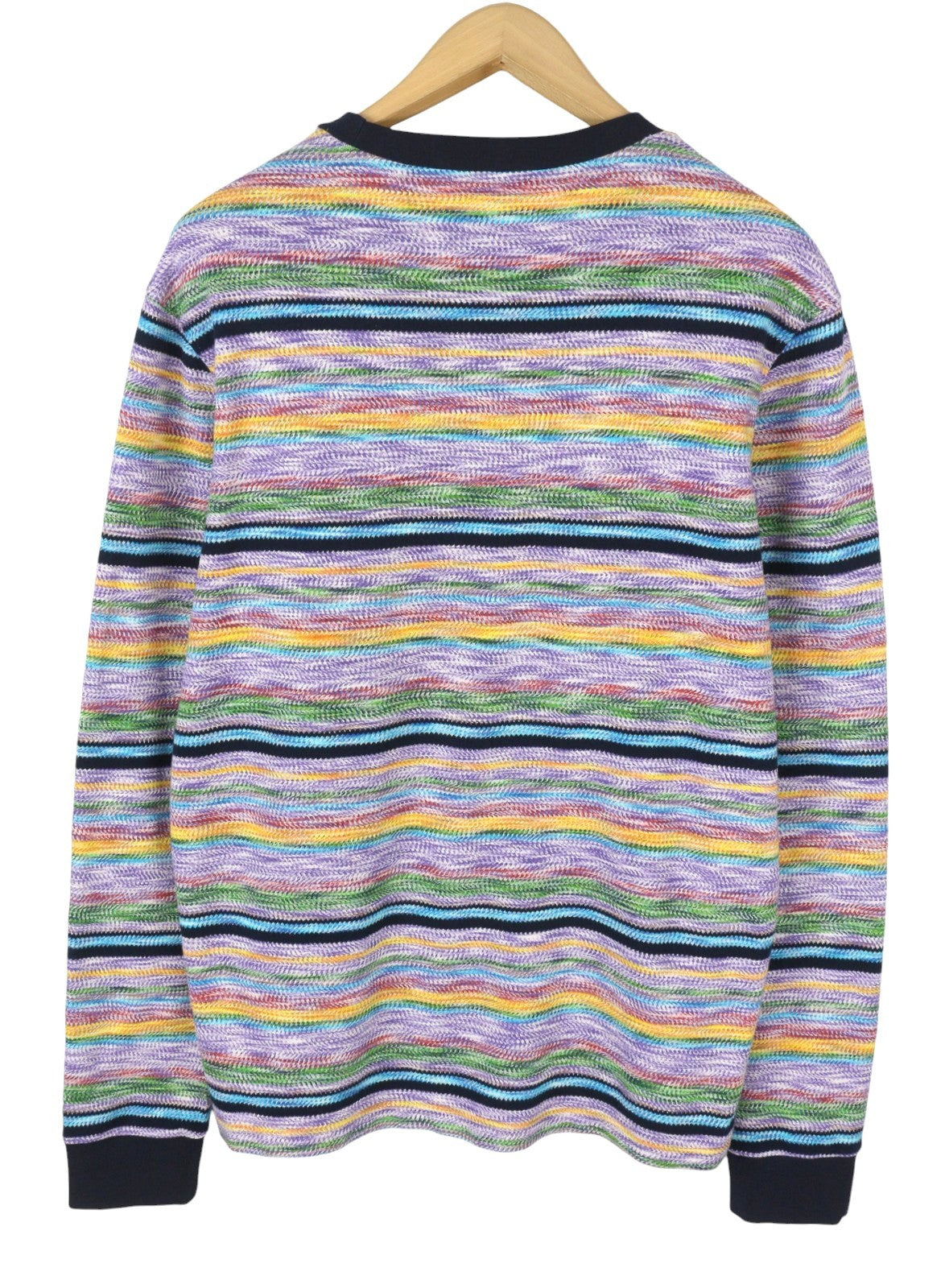 SCOTCH & SODA Men T-Shirt M Colourful Striped Thick Crew Neck Long Sleeved