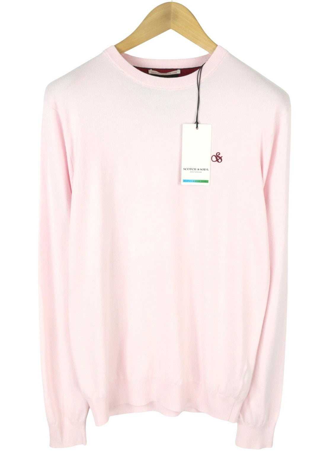 SCOTCH & SODA Men Jumper M Light Pink Tight-Knit Crew Neck Long Sleeve Pull On