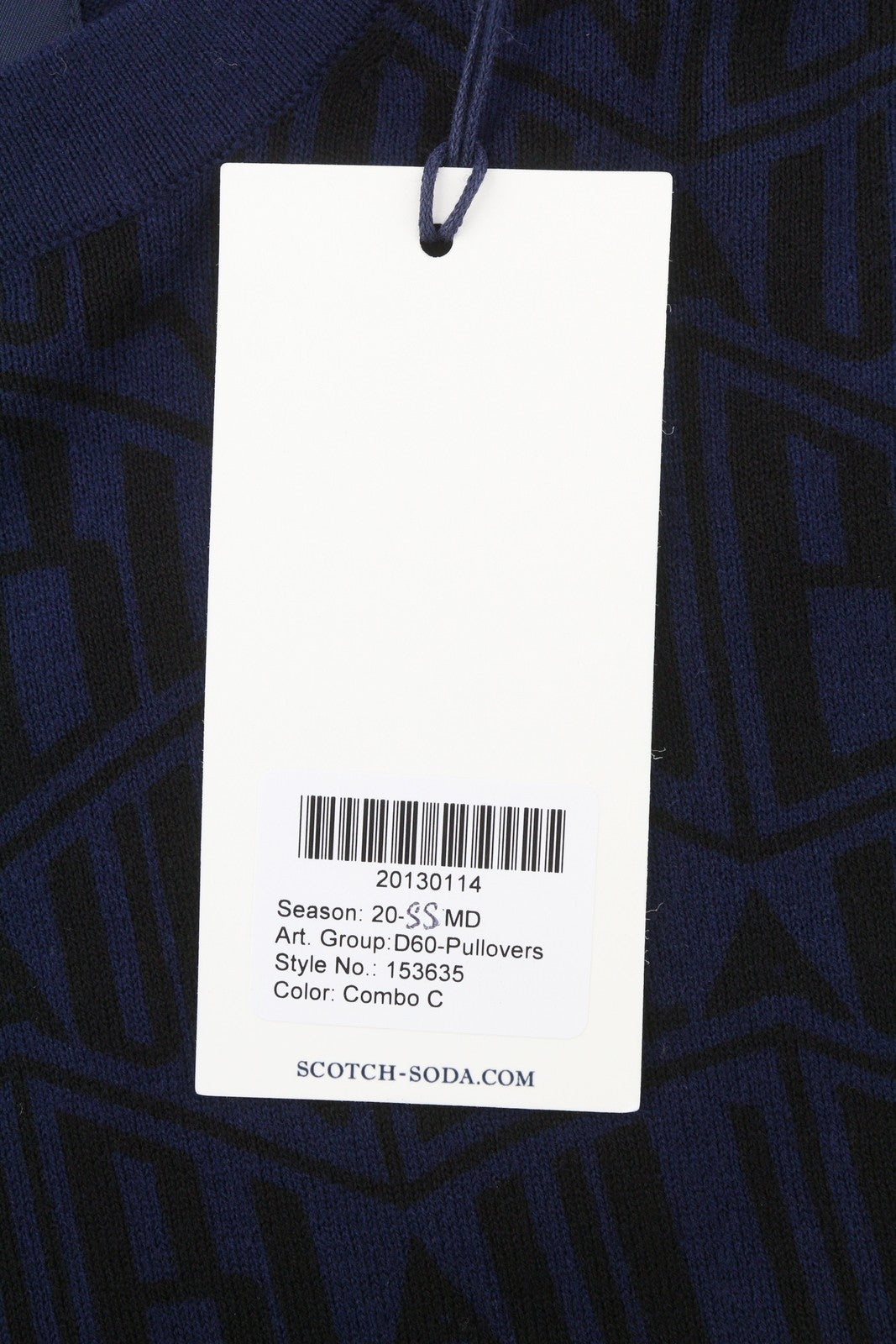 SCOTCH & SODA Men Jumper M Dark Blue Patterned Tight Knit Crew Neck Pull On