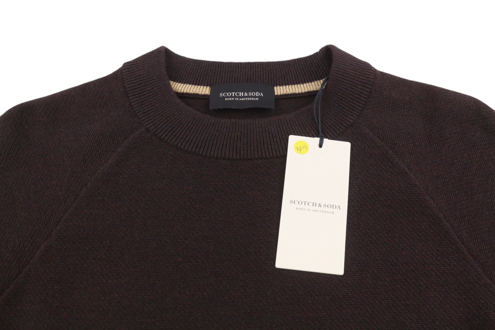 SCOTCH & SODA Men Jumper M Dark Brown Crew Neck Tight Knit Pull On