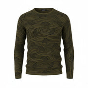 SCOTCH & SODA Men Jumper M Dark Green Floral Print Crew Neck Tight Knit Pull On