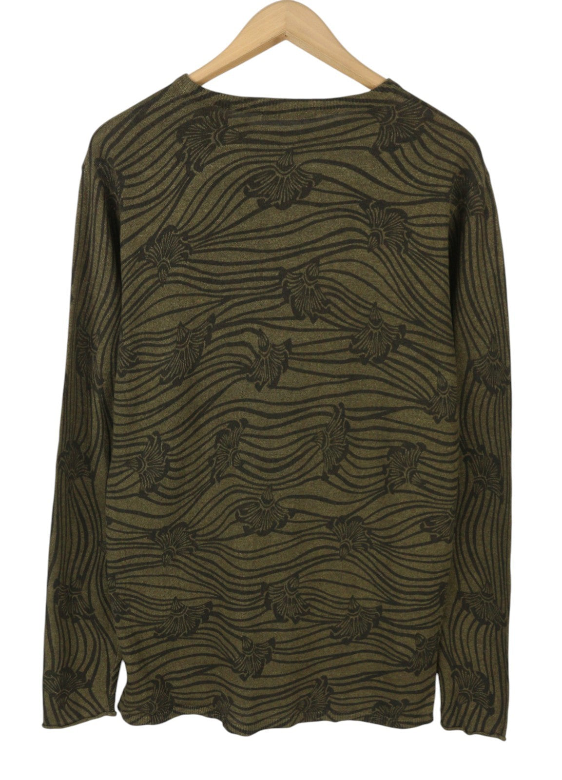 SCOTCH & SODA Men Jumper M Dark Green Floral Print Crew Neck Tight Knit Pull On