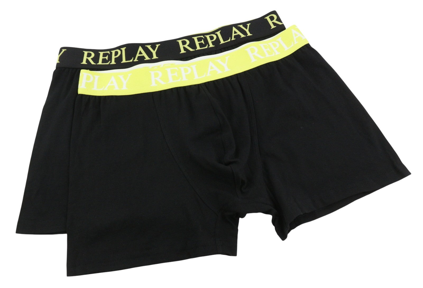 REPLAY Men Underwear L Black Elastic Waist Cotton Stretchy Trunks 2 Pack