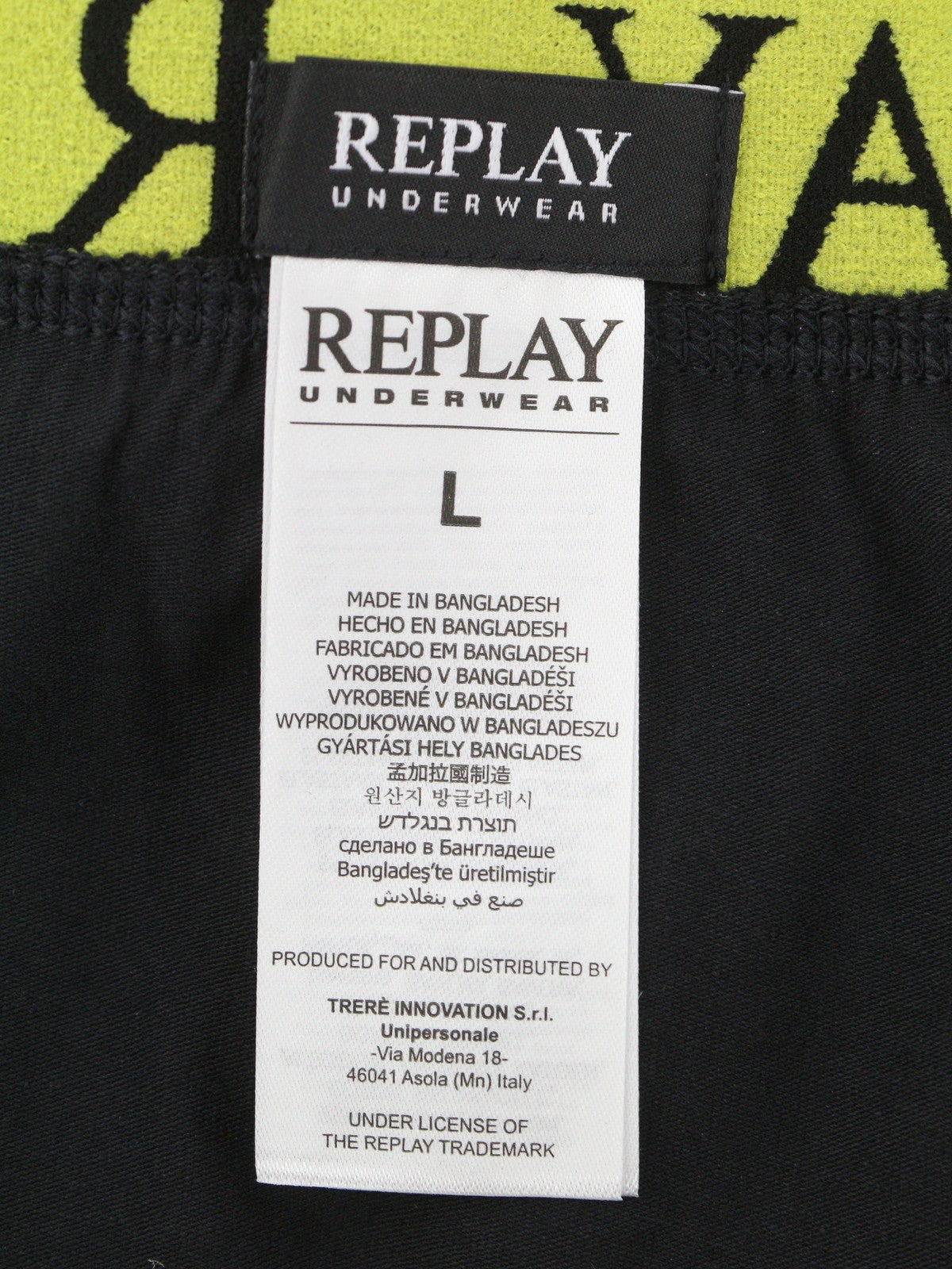 REPLAY Men Underwear L Black Elastic Waist Cotton Stretchy Trunks 2 Pack