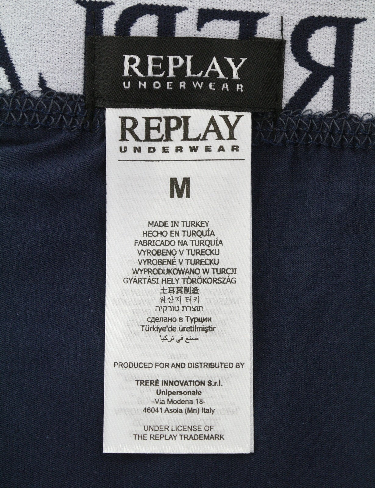 REPLAY Men Underwear M Blue Elastic Waist Cotton Stretch Trunks 2 Pack
